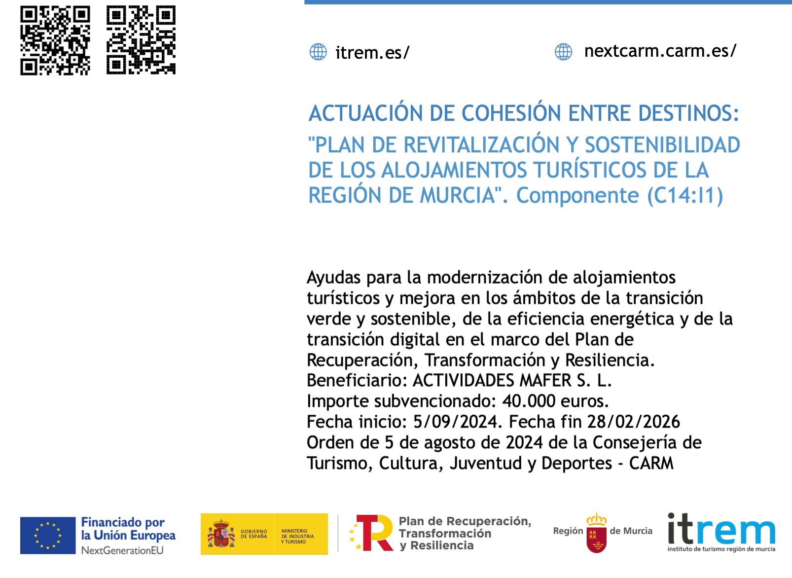 Datos del beneficiario de la subvención El Viejo Establo